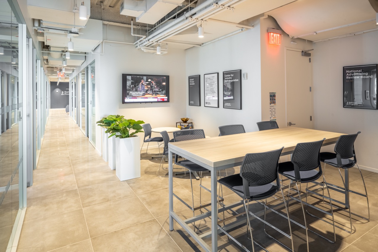 Office kitchen and seating area