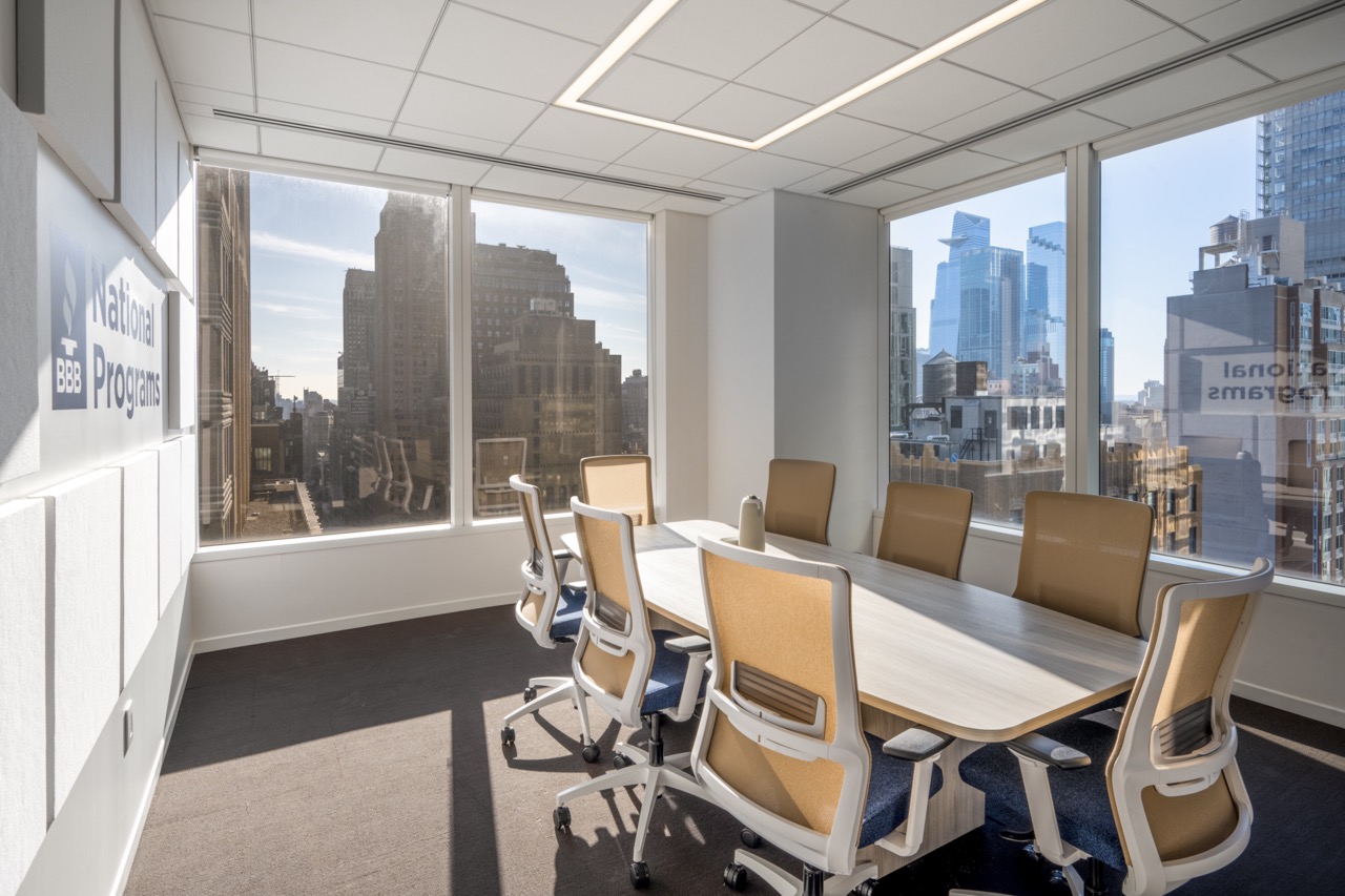 Corner conference room with views of New York skyline